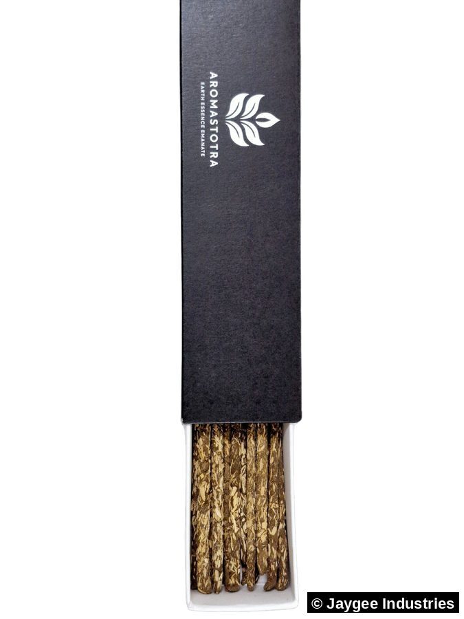 Aromastotra sliding box open vertically showing brand logo and incense sticks