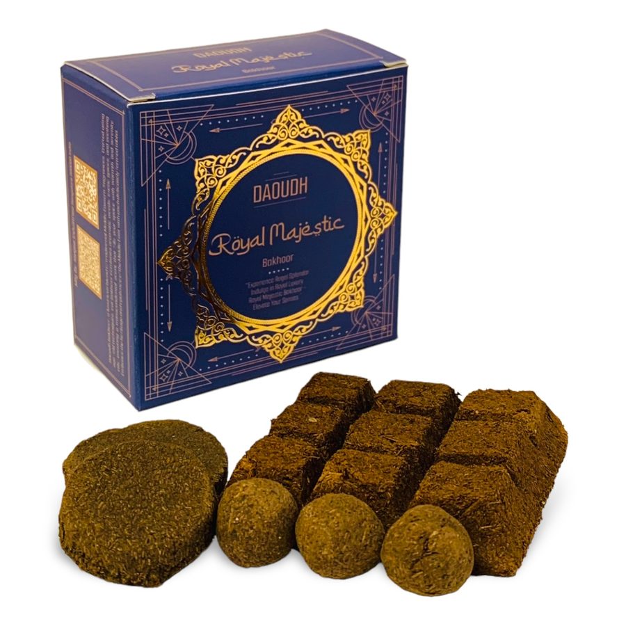 Daoudh Royal Majestic Bakhoor — premium bakhoor chips with navy box