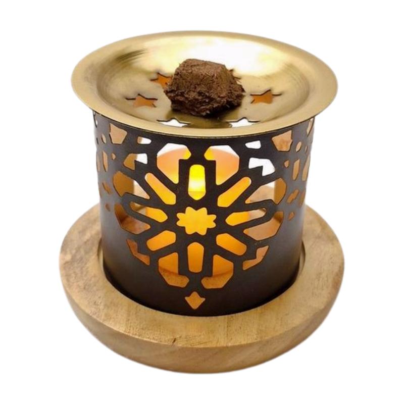 Daoudh Bakhoor Burner Geometric design — lit