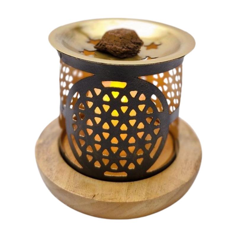 Daoudh Bakhoor Burner Mandala design — lit