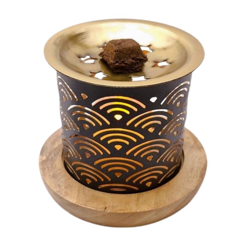 Daoudh Bakhoor Burner Wave design — lit