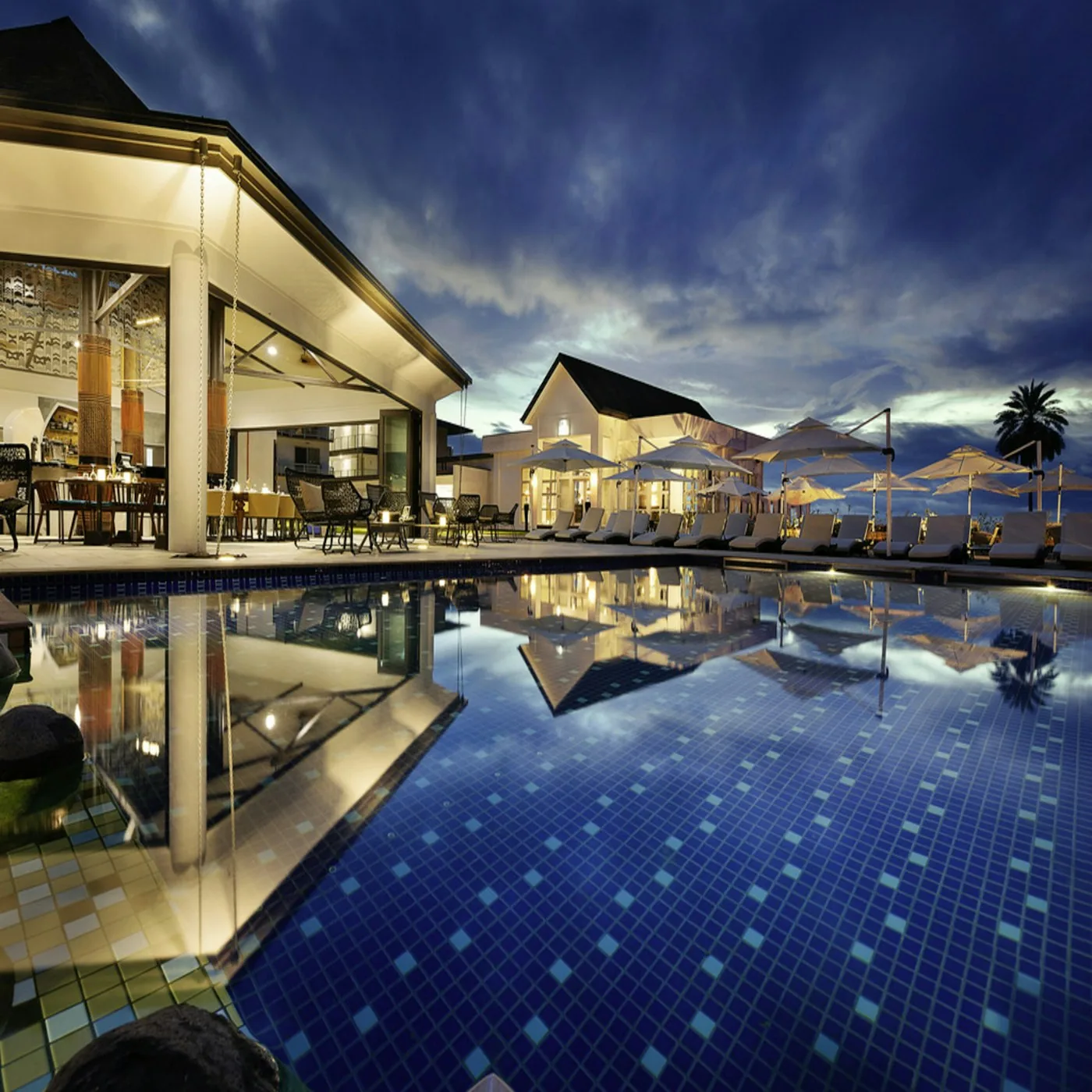 Luxury resort garden pool area
