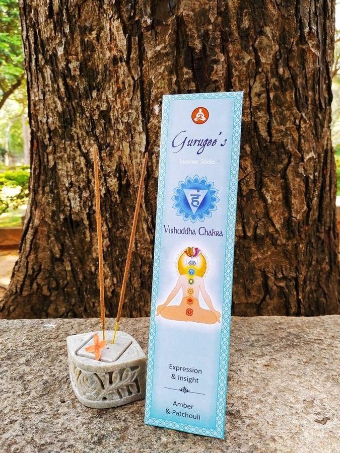 Gurugees Vishuddha Throat Chakra Masala Incense Sticks — Blue