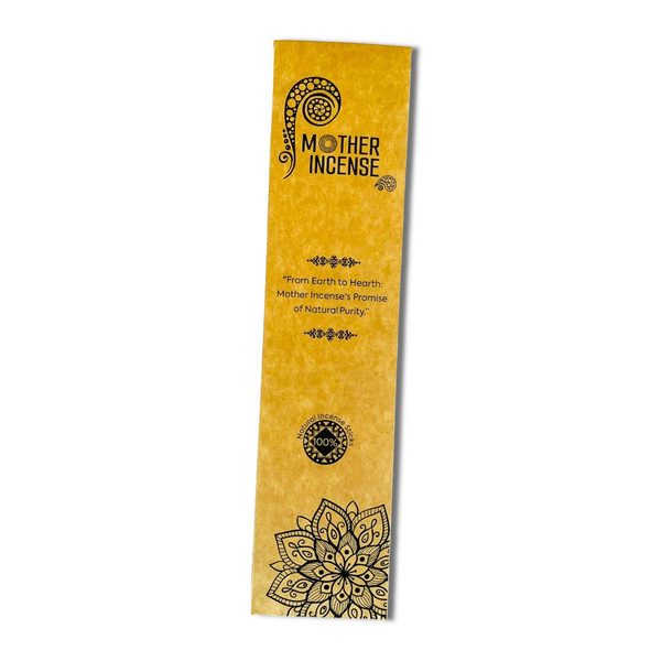 Mother Incense boutique eco kraft 10-stick pack — golden yellow, From Earth to Hearth, 100% Natural Incense