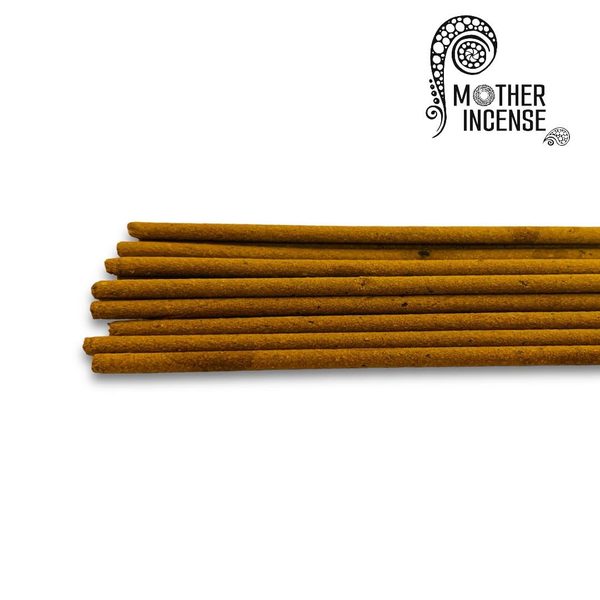 Mother Incense golden masala incense sticks — 100% natural herbs and spices, hand-rolled close-up