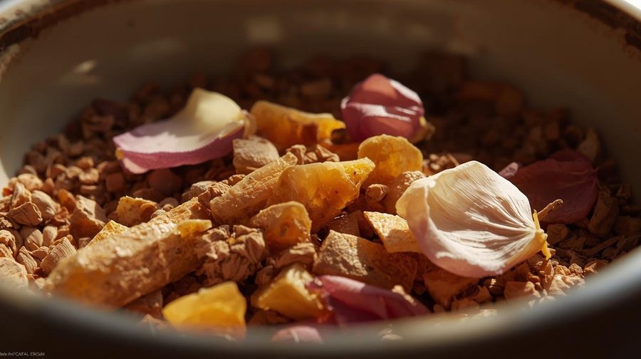 Mystic Sutra Golden Dawn ritual resin blend — frankincense, rose petals, gum mastic