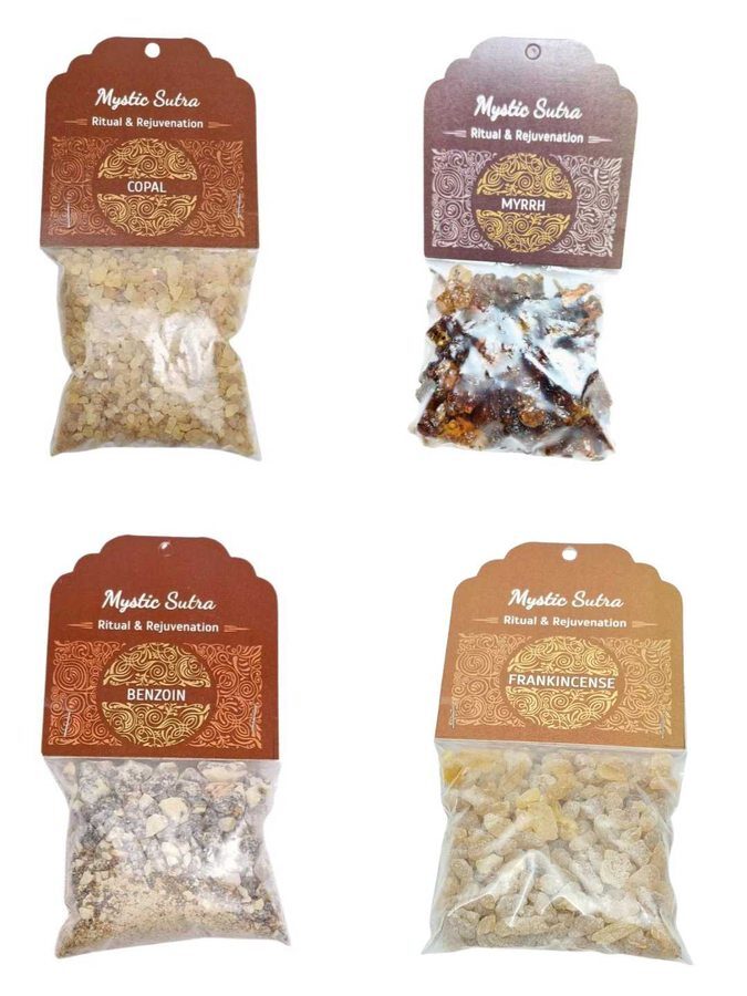 Mystic Sutra Pure Resin Connoisseur Set — Frankincense, Myrrh, Copal and Benzoin