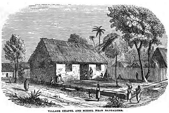 Historical Bangalore illustration — village near the ancient Pettah
